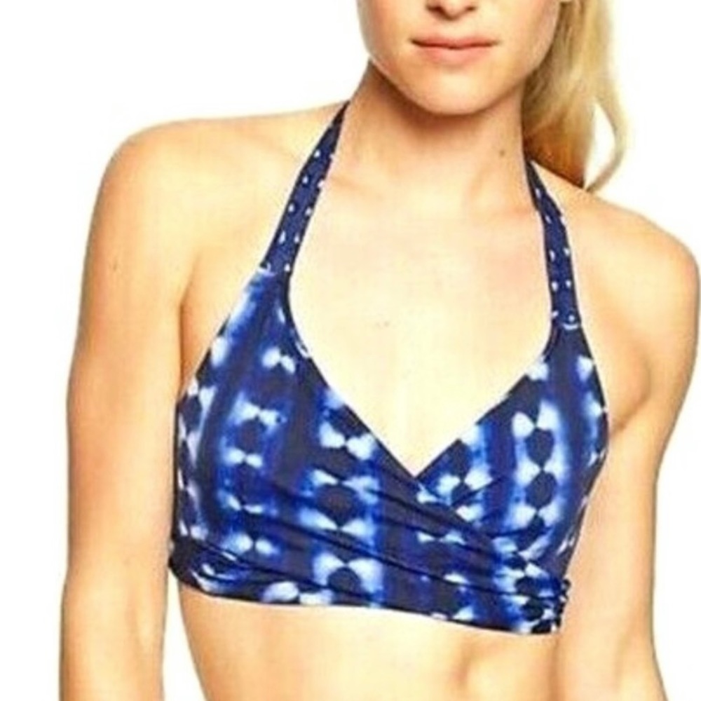 Athleta underwire wrap bikini top in Blue tye die